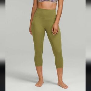 Lululemon Align high Rise crop 18" activewear Bronze Green Full Stretch sz 2.